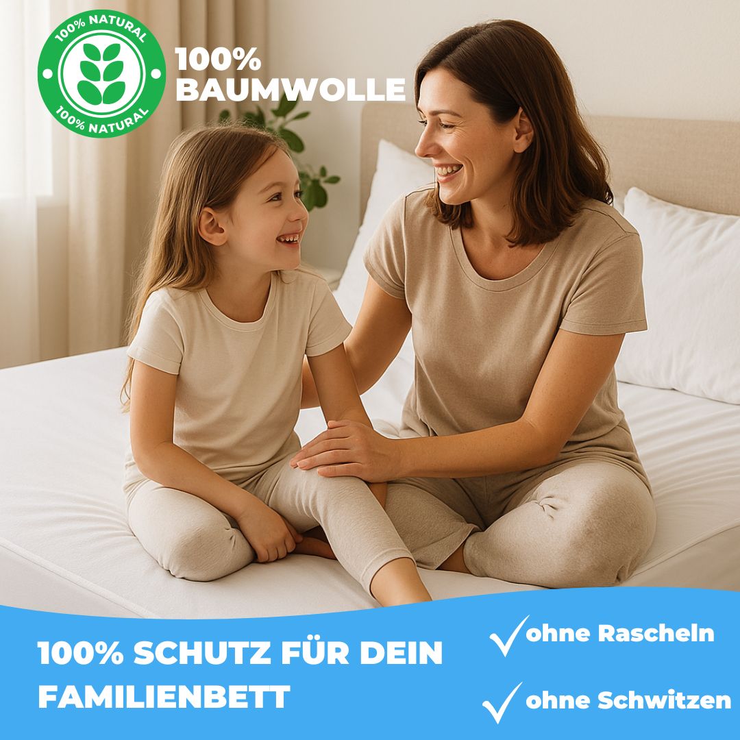 Premium Matratzenschoner Gesteppt 100 % Baumwolle Renforcé (Naturfaser)